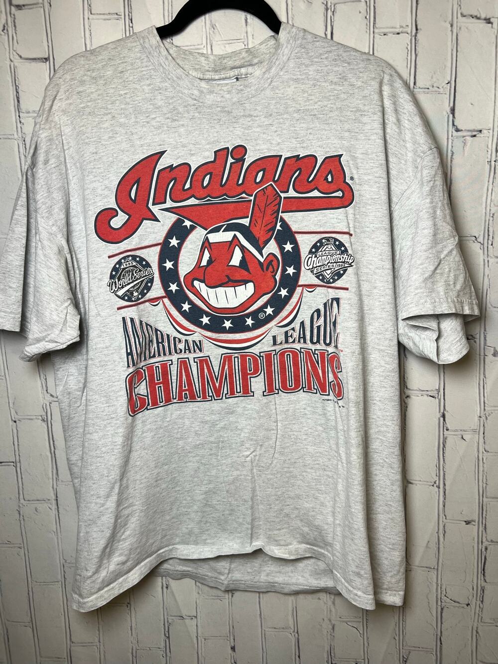 Vintage 1995 Cleveland Indians AL Champions T Shirt Lee USA Made XXL MLB